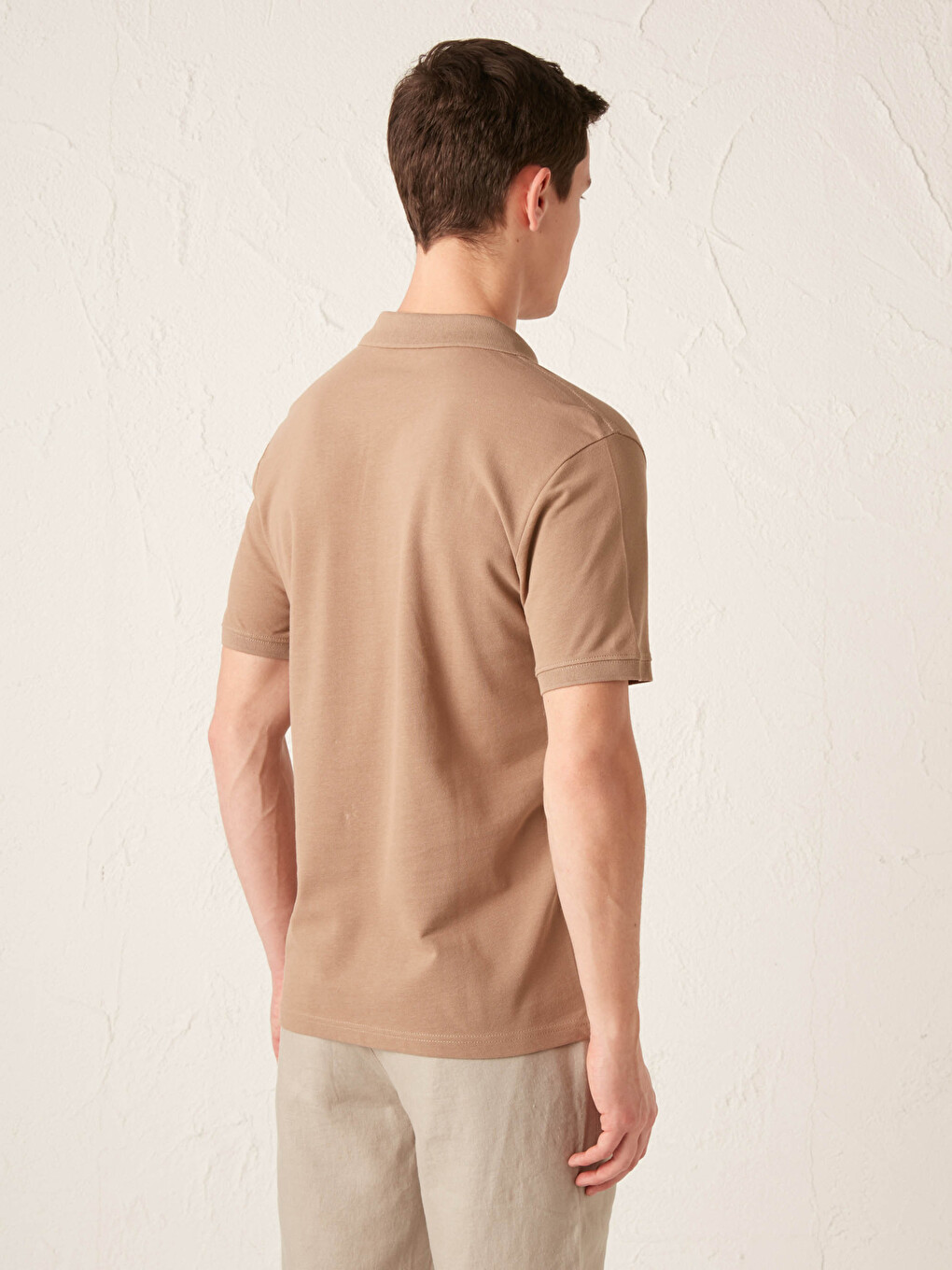T-shirt Pambuku Bazë Me Mëngë Të Shkurtra Me Jakë Polo Për Burra-4