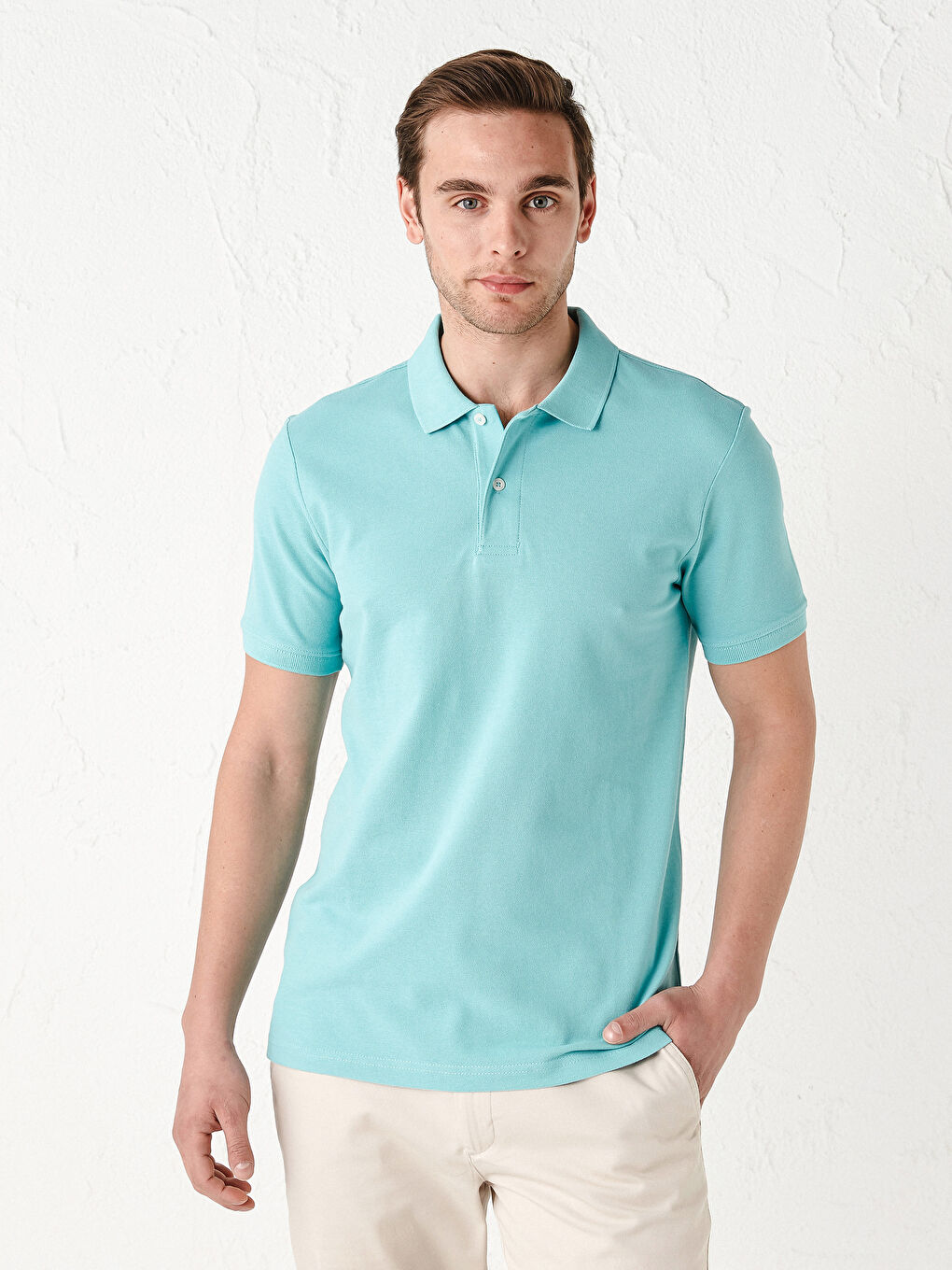 Polo Neck Short Sleeve Cotton Men's T-Shirt
