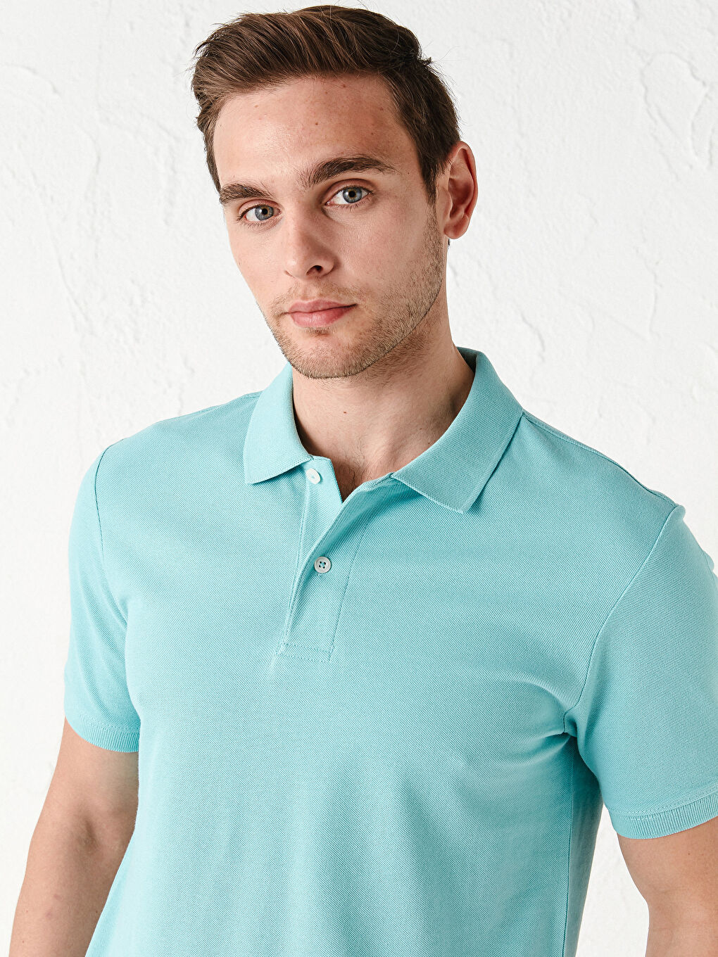 Polo Neck Short Sleeve Cotton Men's T-Shirt-2