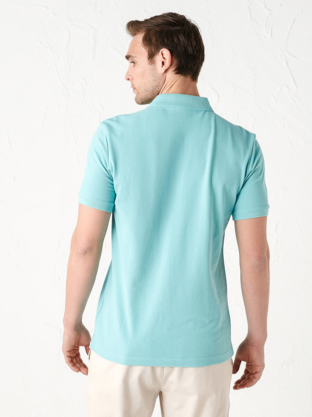 Polo Neck Short Sleeve Cotton Men's T-Shirt-4
