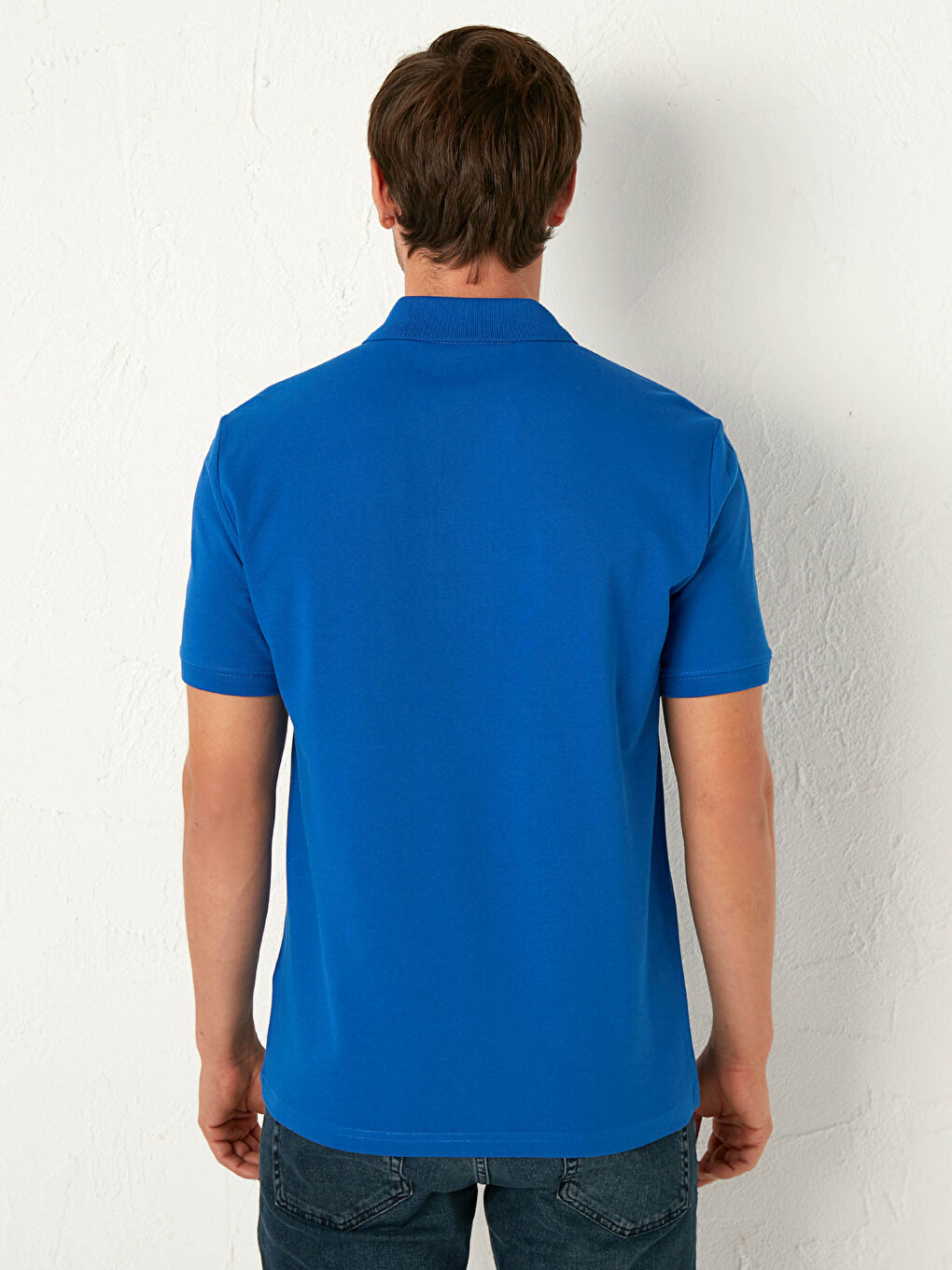 Mavi Polo Yaka Pamuklu Tişört-4
