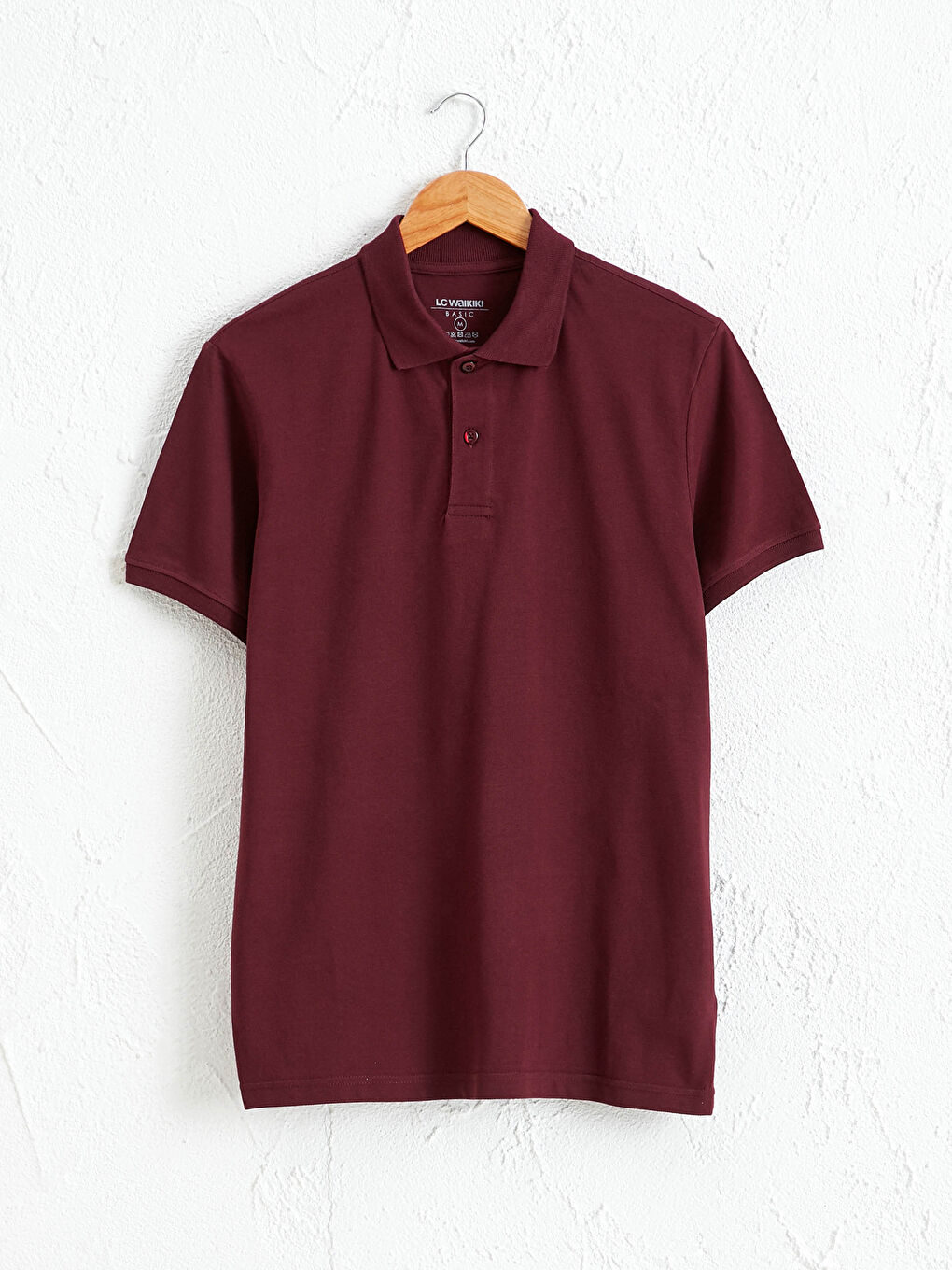 Bordo Polo Yaka Pamuklu Tişört