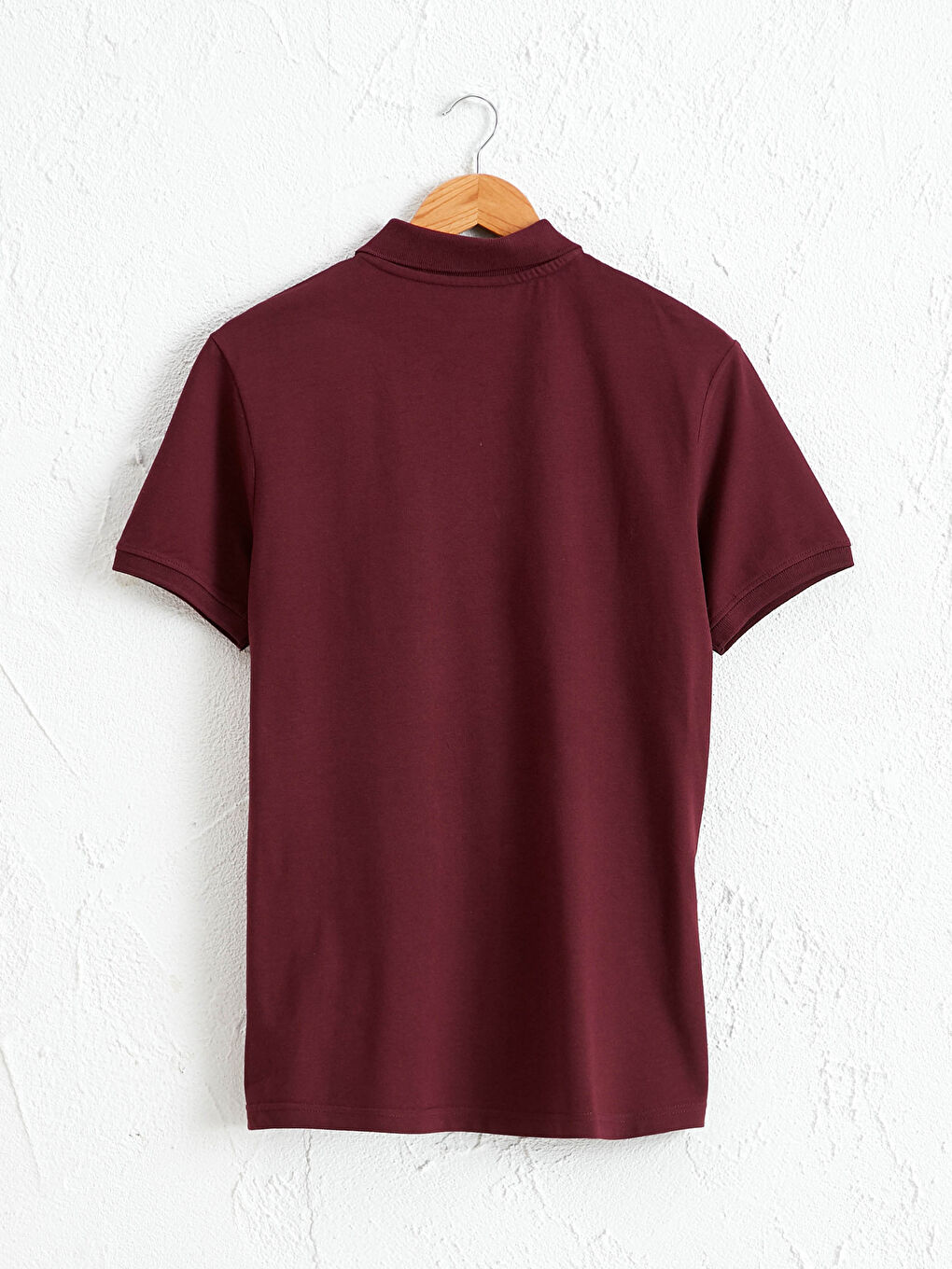 Bordo Polo Yaka Pamuklu Tişört-1