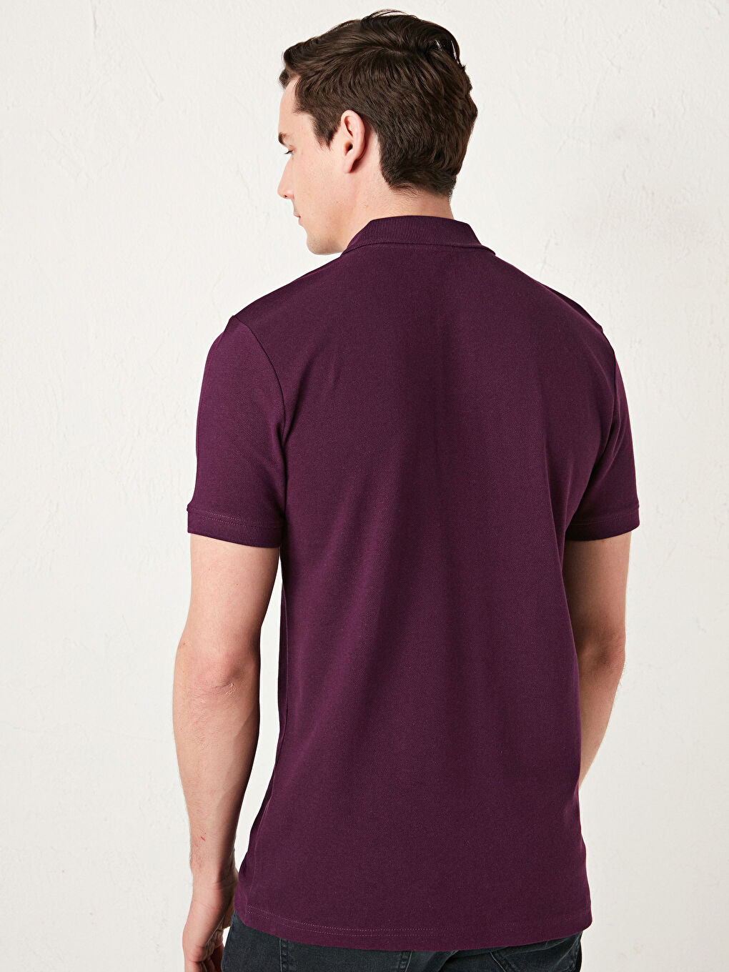 Mürdüm Polo Yaka Kısa Kollu Pamuklu Erkek Tişört-4