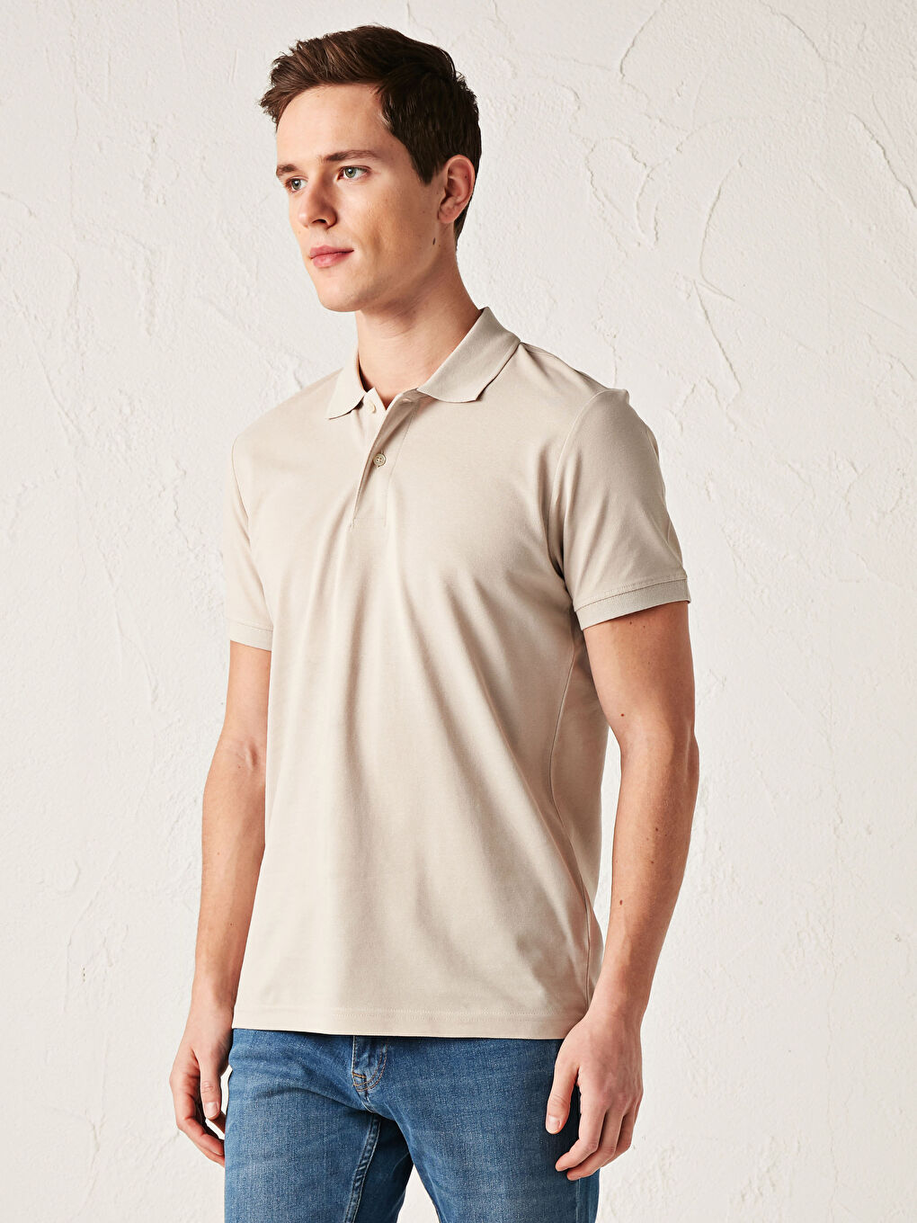 تي شيرت قطن ياقة بولو كم قصير للرجال