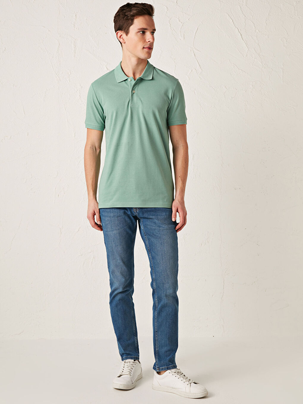 Polo Neck Short Sleeve Cotton Men's T-Shirt-2