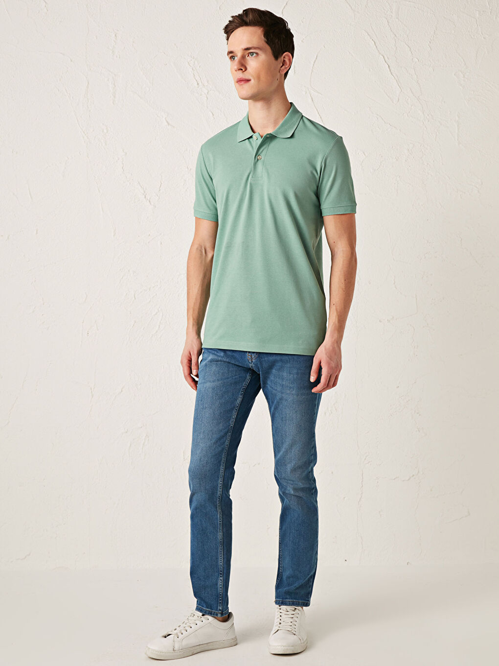 Polo Neck Short Sleeve Cotton Men's T-Shirt-3