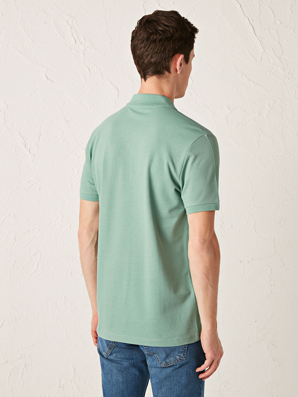 Polo Neck Short Sleeve Cotton Men's T-Shirt-4