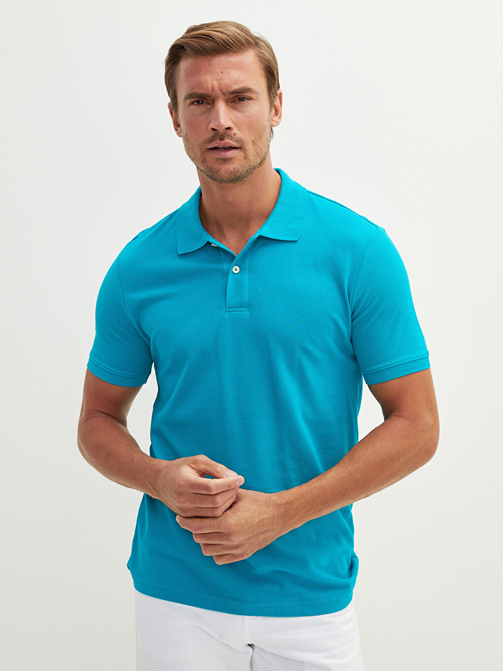 T-shirt Pambuku Me Jakë Polo, Me Mëngë Të Shkurtra Për Burra