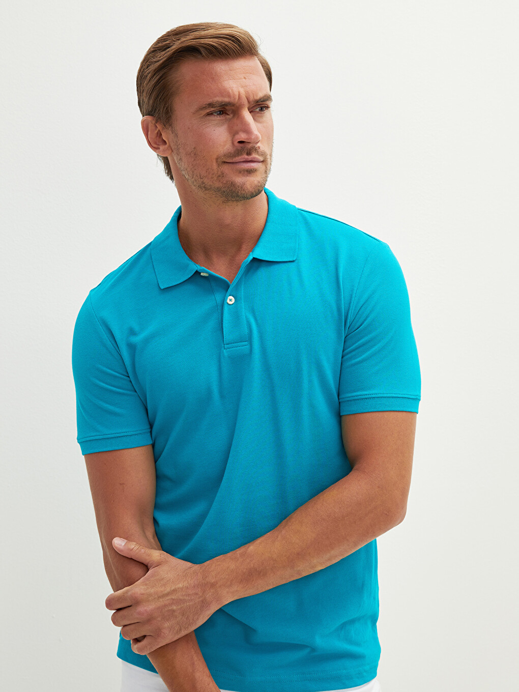 T-shirt Pambuku Me Jakë Polo, Me Mëngë Të Shkurtra Për Burra-1