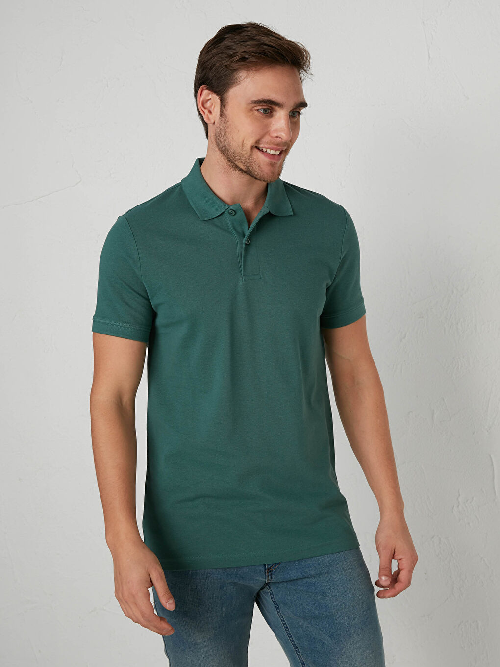 Yeşil Polo Yaka Pamuklu Tişört