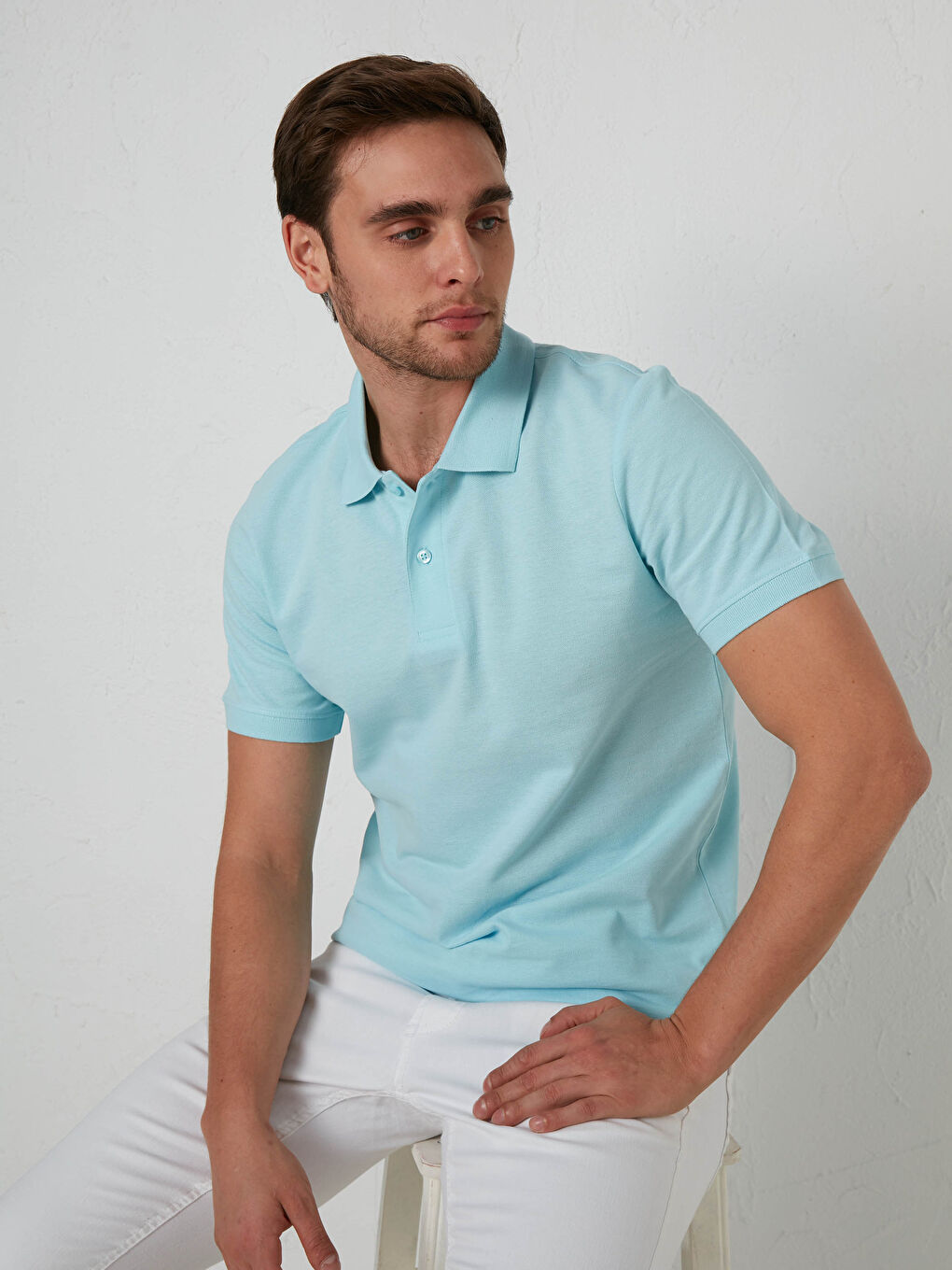 Mavi Polo Yaka Pamuklu Tişört