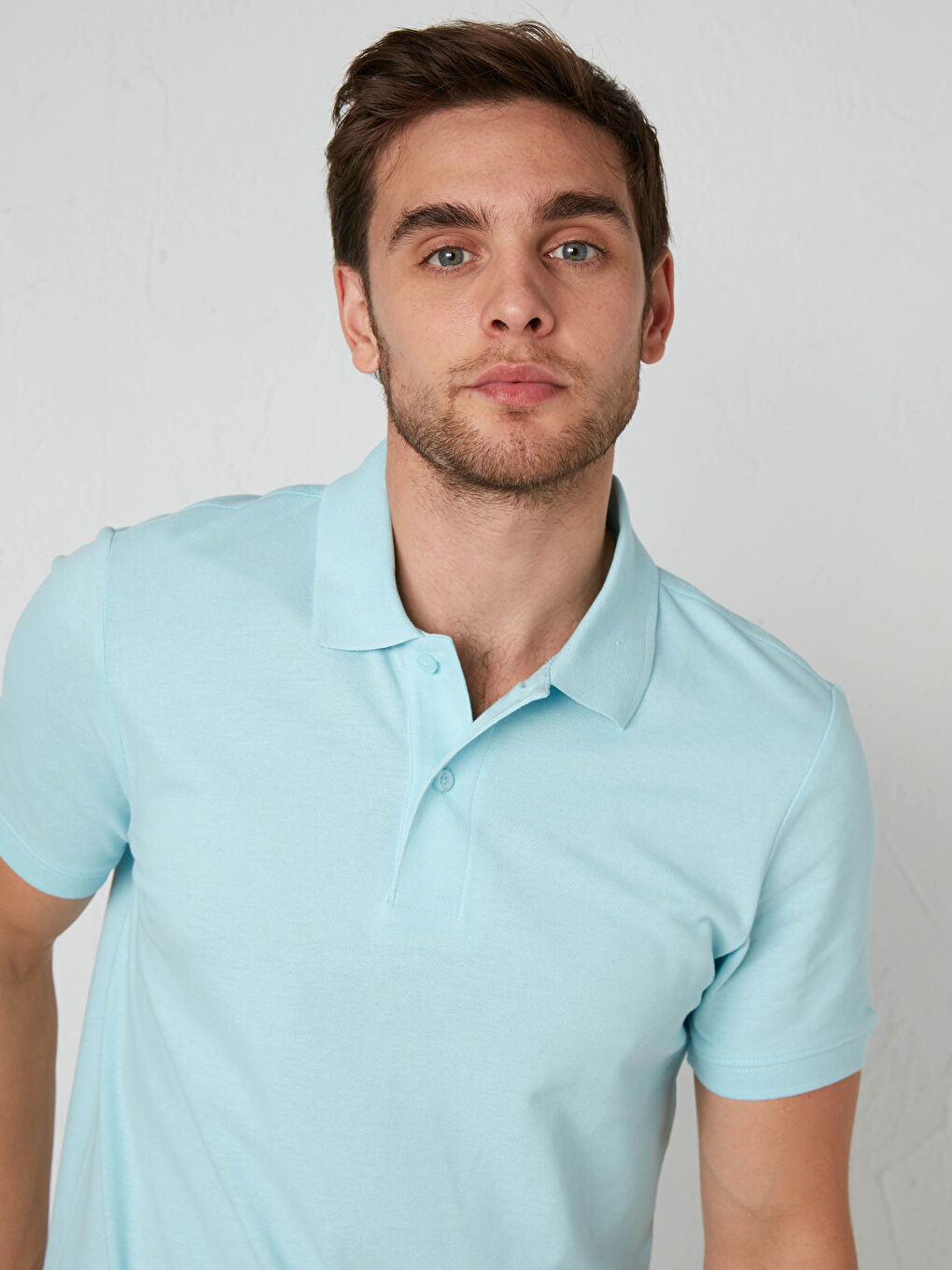 Mavi Polo Yaka Pamuklu Tişört-1