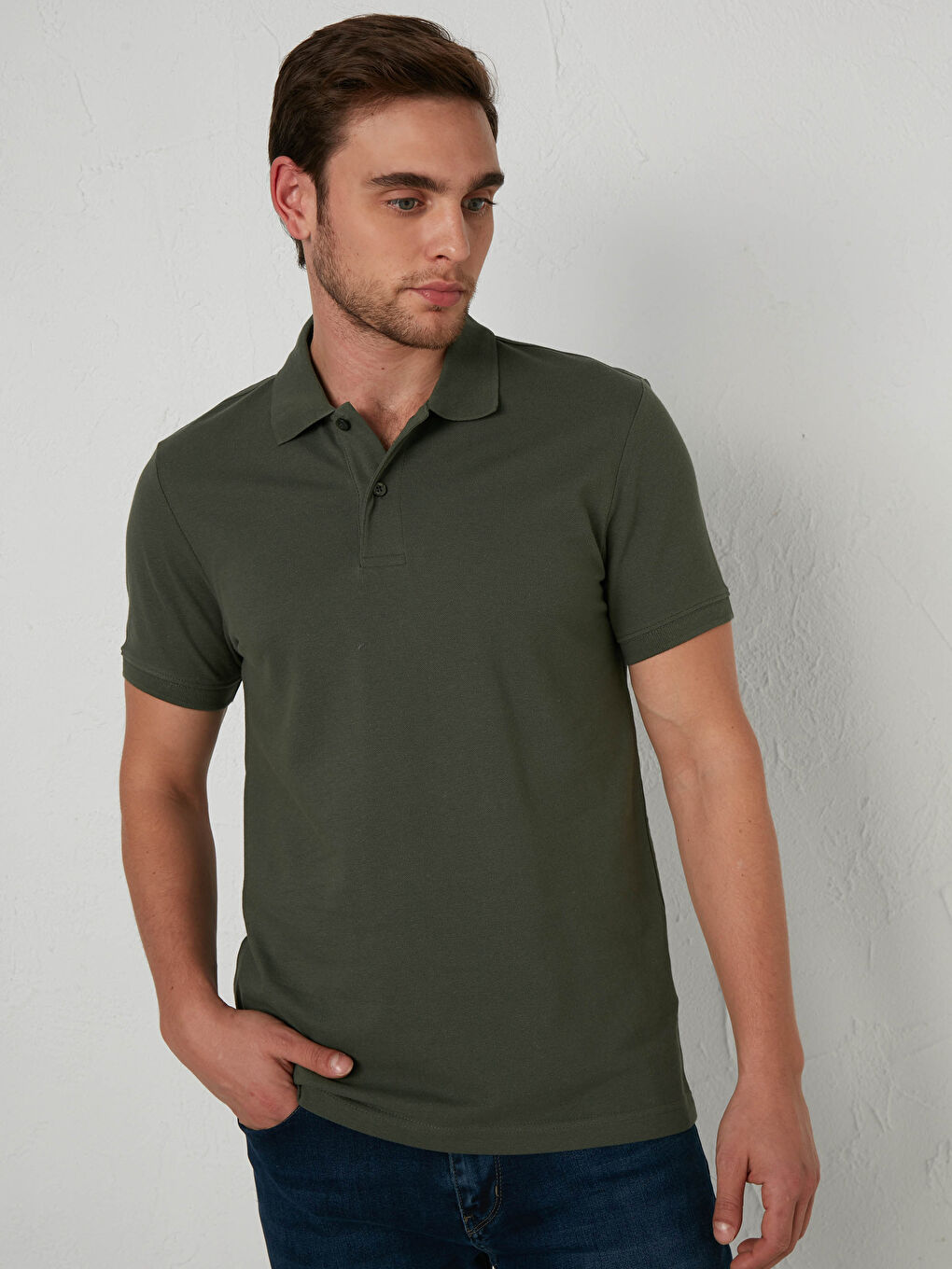 Yeşil Polo Yaka Pamuklu Tişört