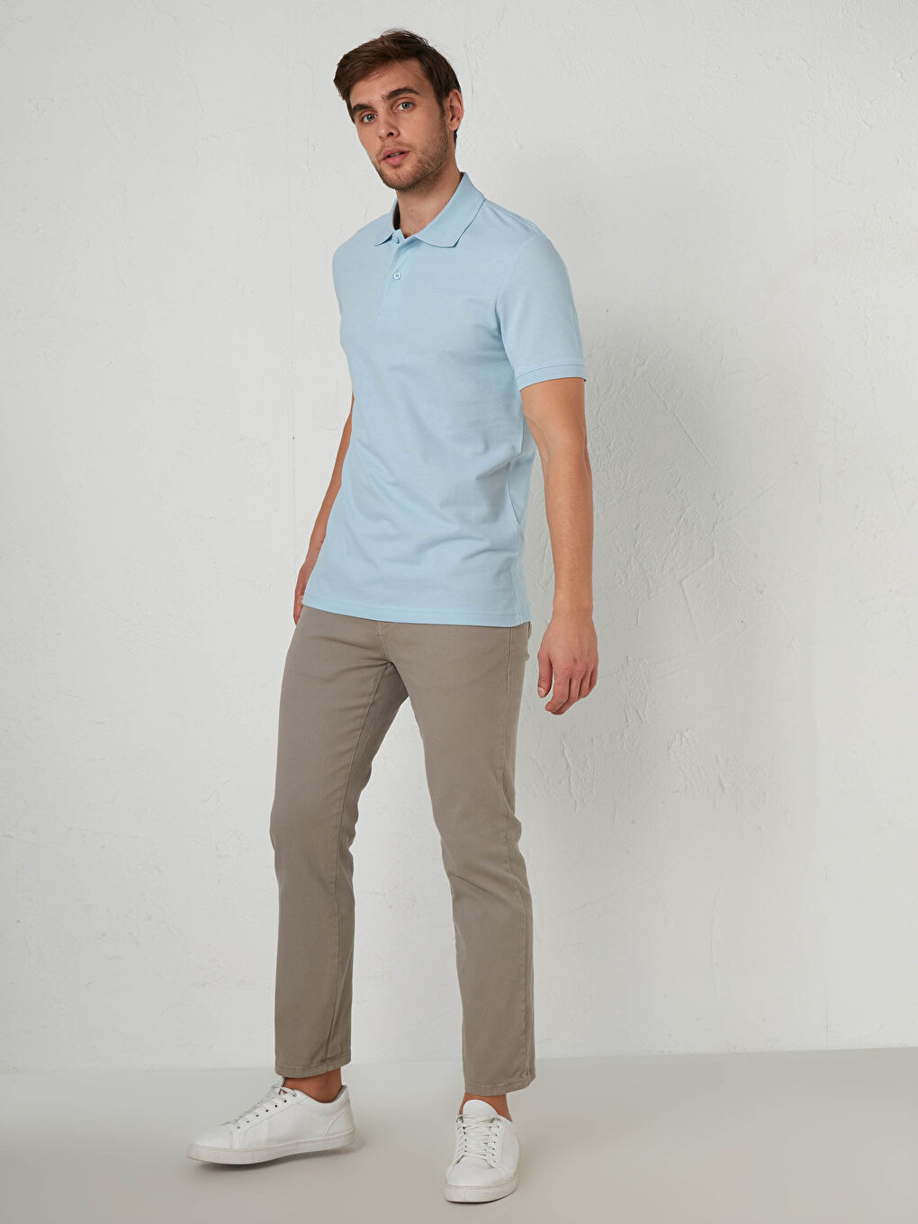 Polo Neck Cotton T-Shirt-1