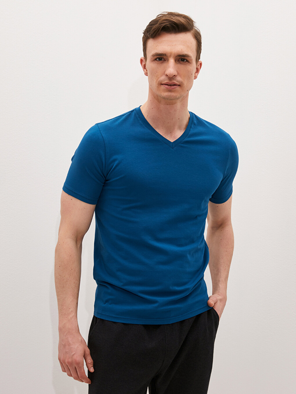 V Neck Short Sleeve Basic Men's T-shirt