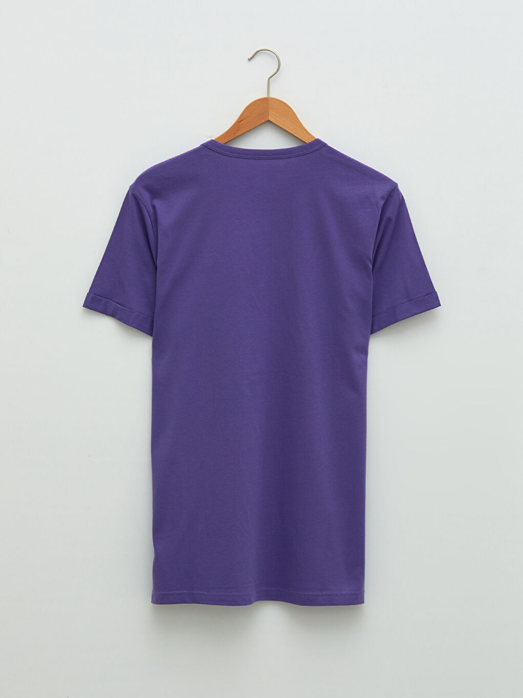 Mor Bisiklet Yaka Kısa Kollu Basic Penye Erkek Tişört-6