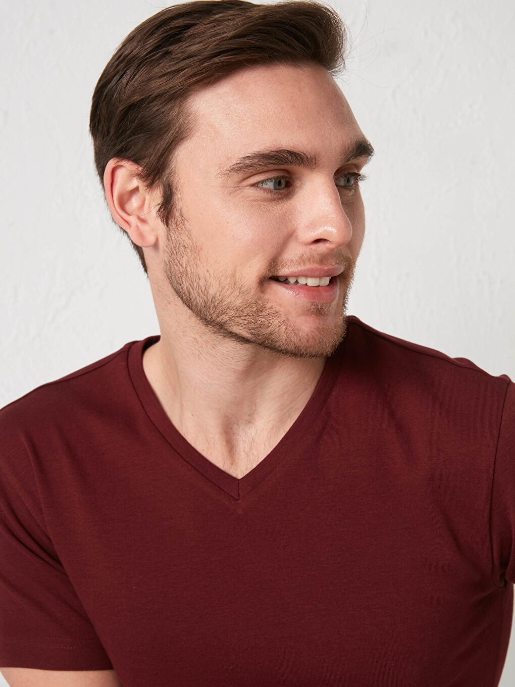 Majica za Muški sa V izrezom, kratki rukav, osnovna, od češljanog pamuka-2