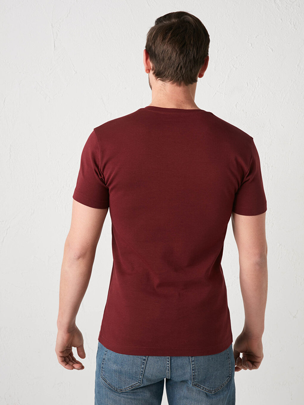 Majica za Muški sa V izrezom, kratki rukav, osnovna, od češljanog pamuka-4