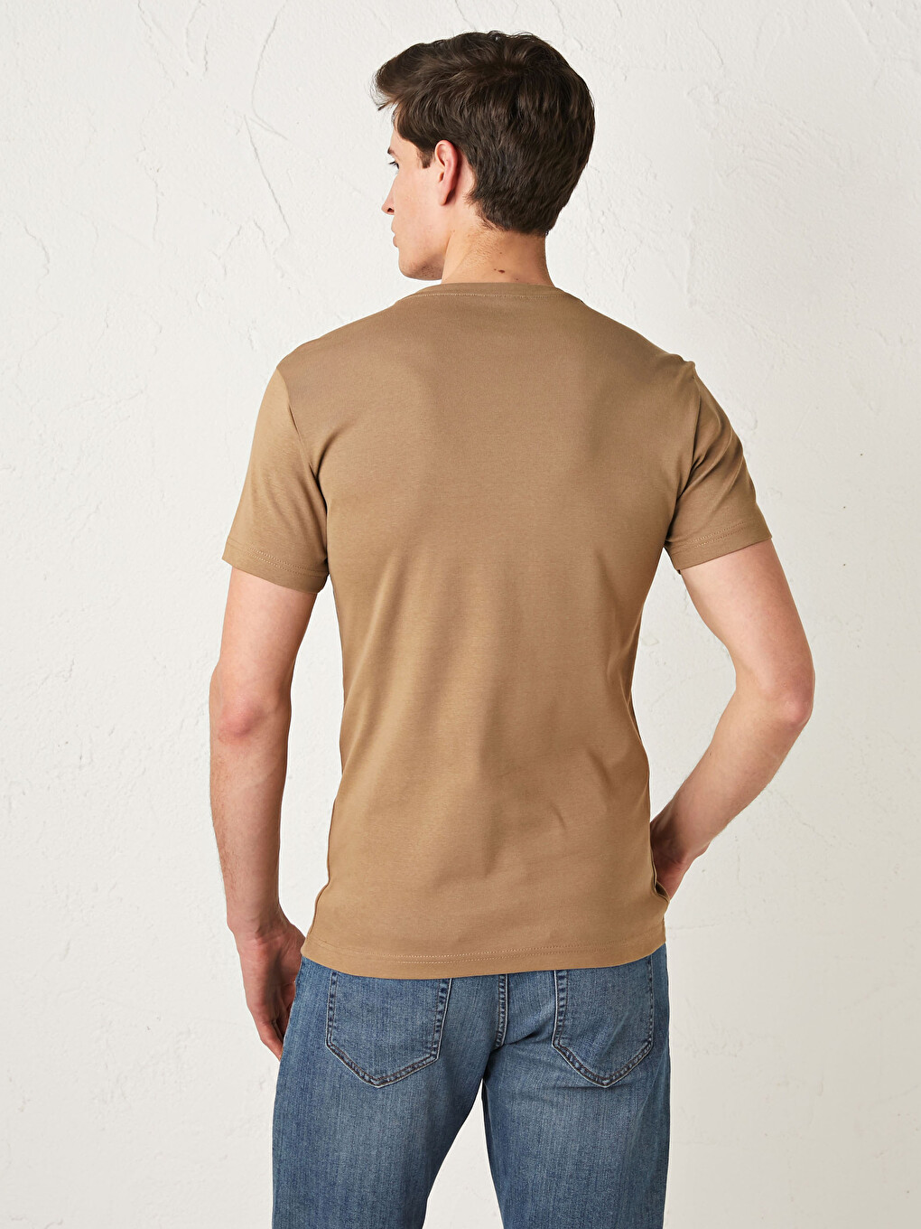 V Neck Short Sleeved Basic Combed Cotton Men's T-shirt-4