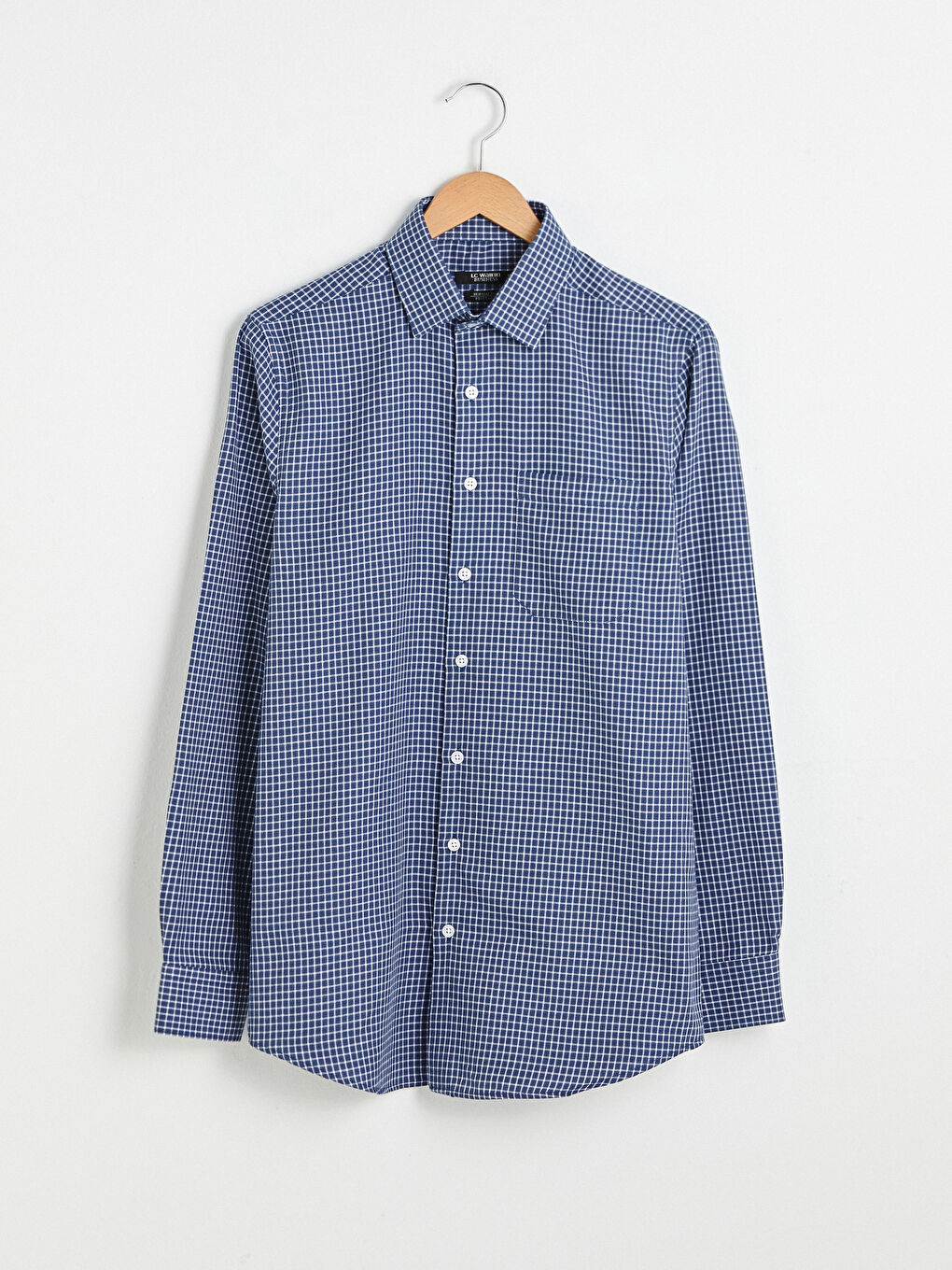 Regular Fit Long Sleeve Plaid Gabardine Men's Shirt-4