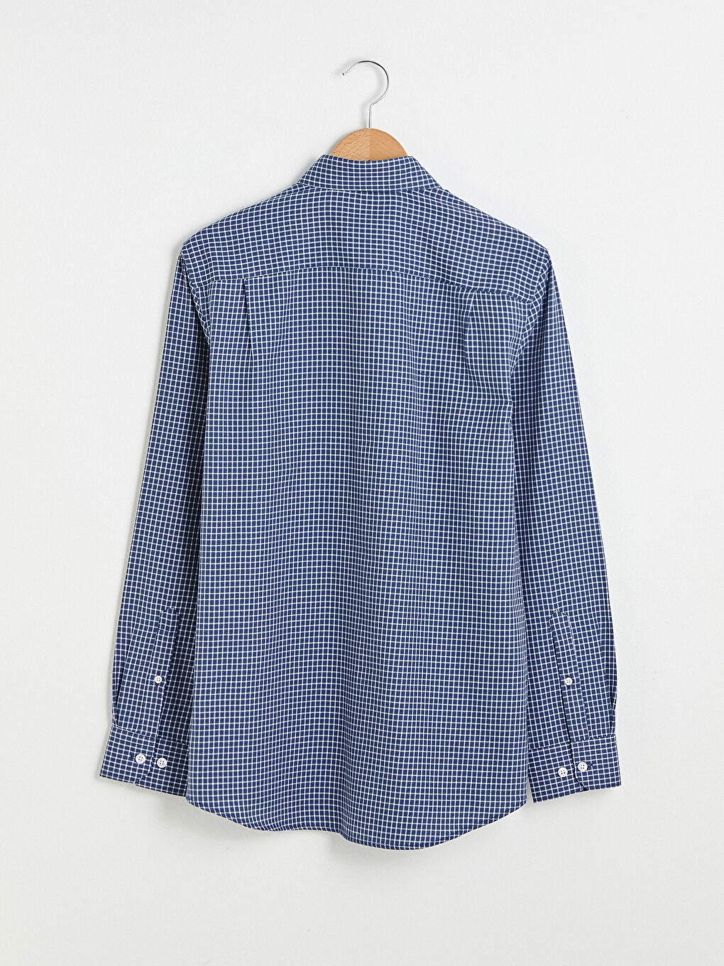 Regular Fit Long Sleeve Plaid Gabardine Men's Shirt-5