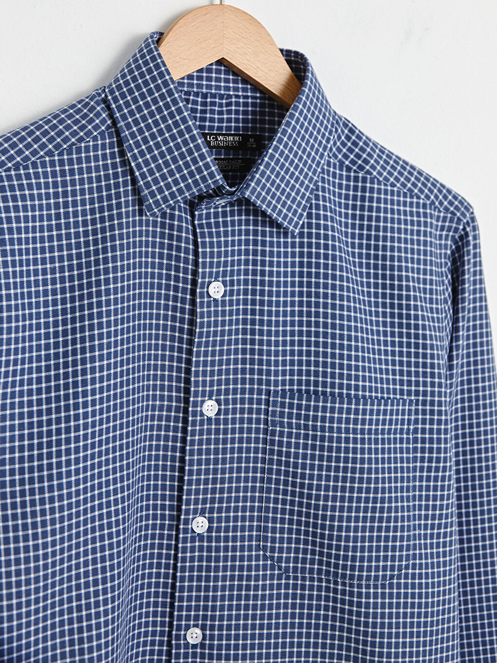 Regular Fit Long Sleeve Plaid Gabardine Men's Shirt-6