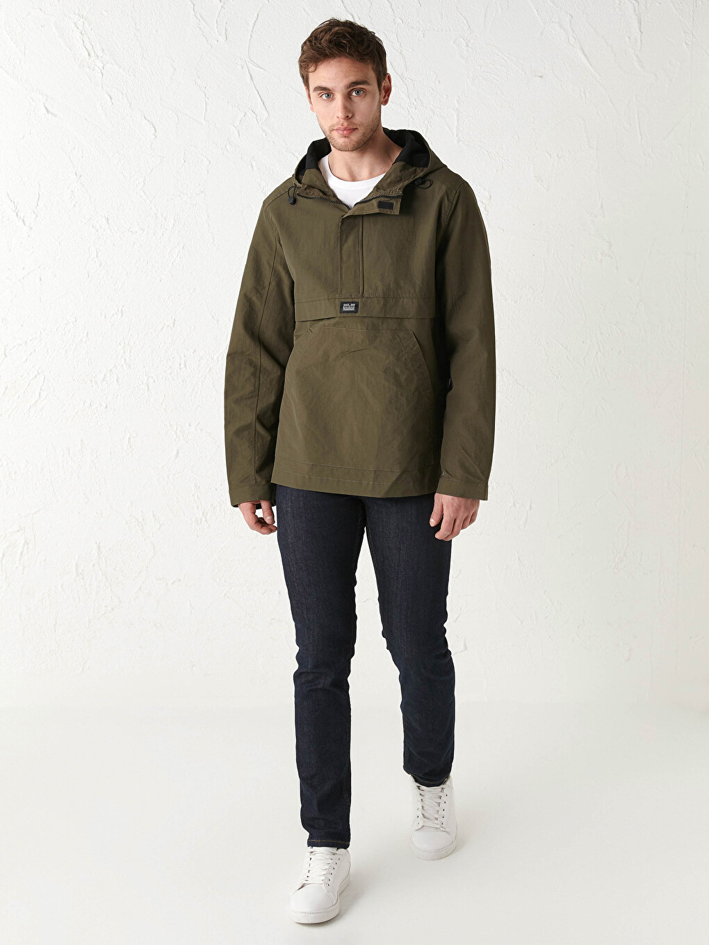 Haki Slim Fit Kapüşonlu İnce Erkek Kanguru Mont-2