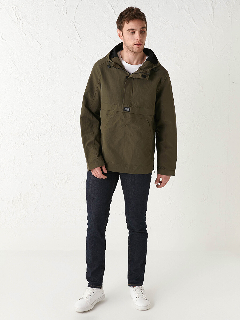 Haki Slim Fit Kapüşonlu İnce Erkek Kanguru Mont-3
