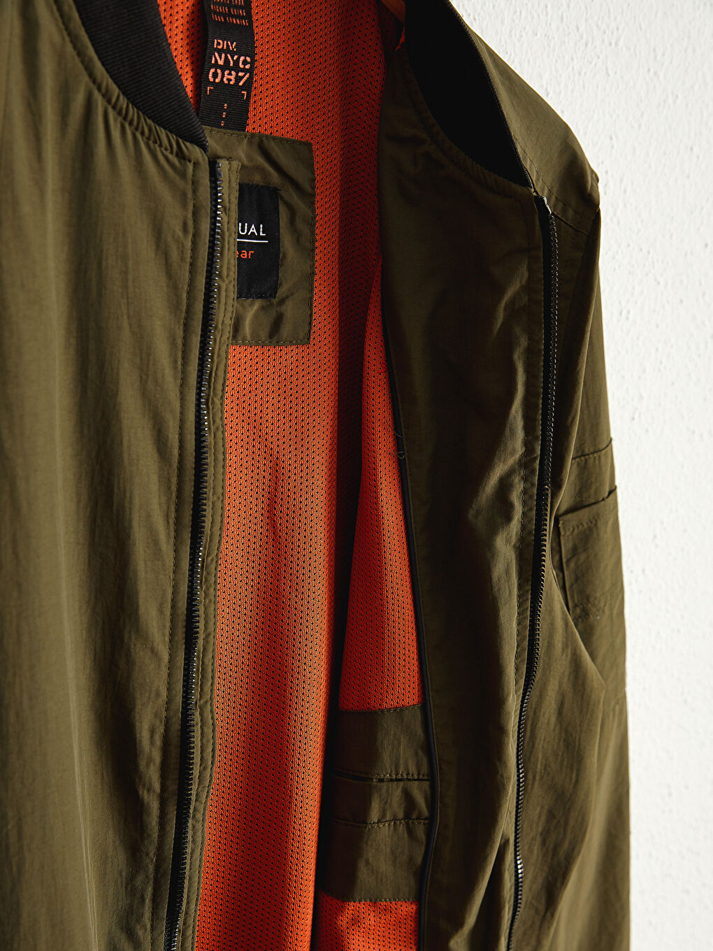 Колледж тік жаға жұқа бомбер куртка-3