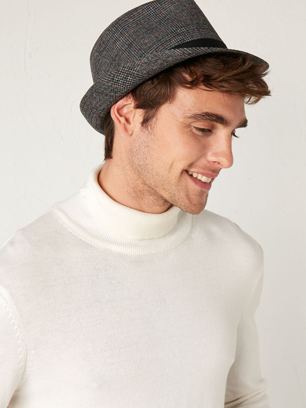 Antrasit Erkek Biye Detaylı Fötr Şapka-1