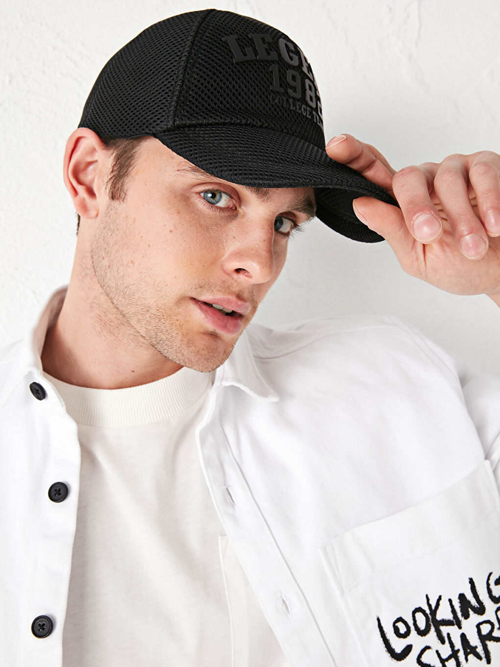 Siyah Erkek Baskılı Şapka-1