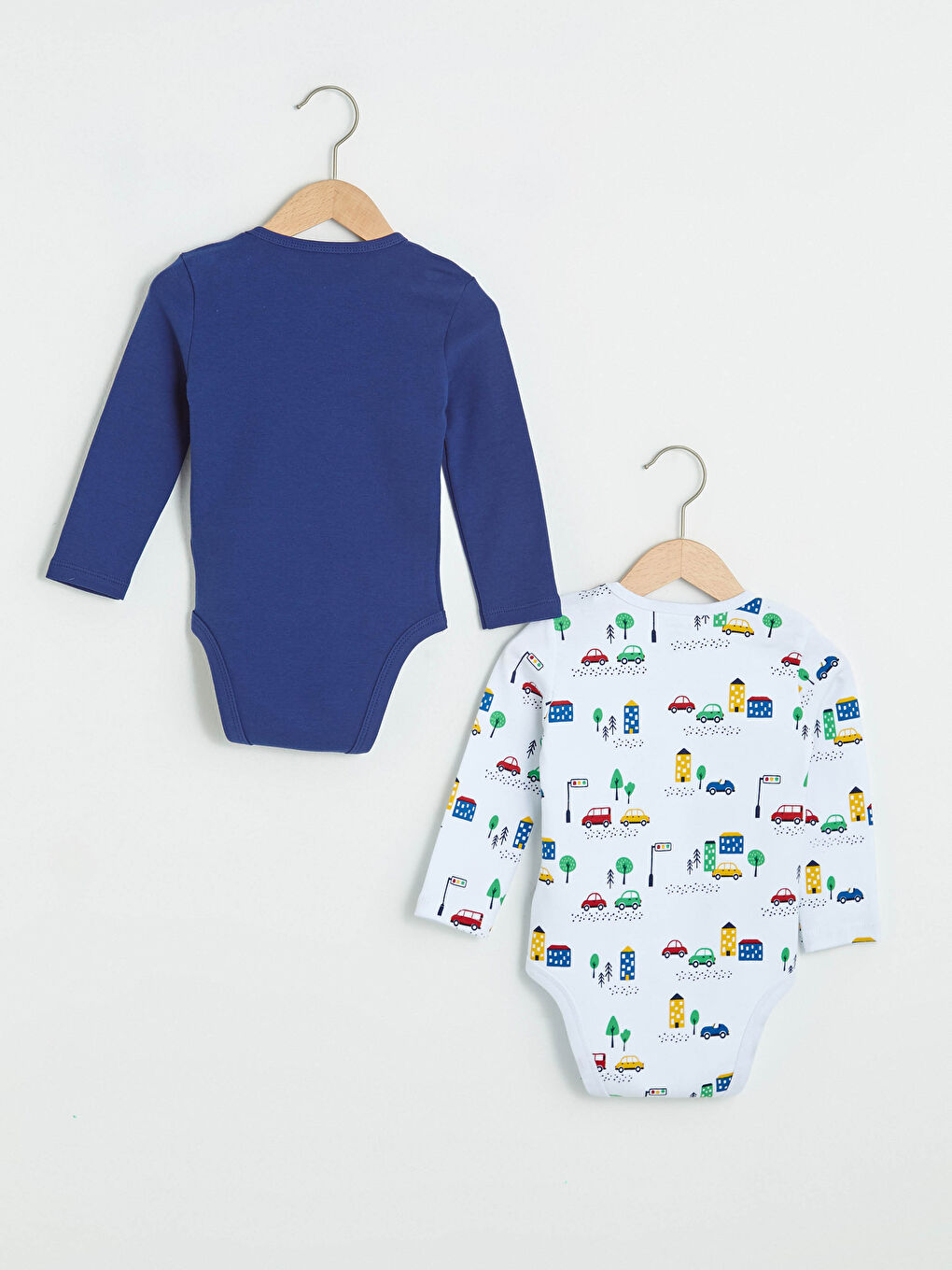 Crew Neck Long Sleeve Printed Baby Boy Body With Snap Fastener 2 Pieces-1