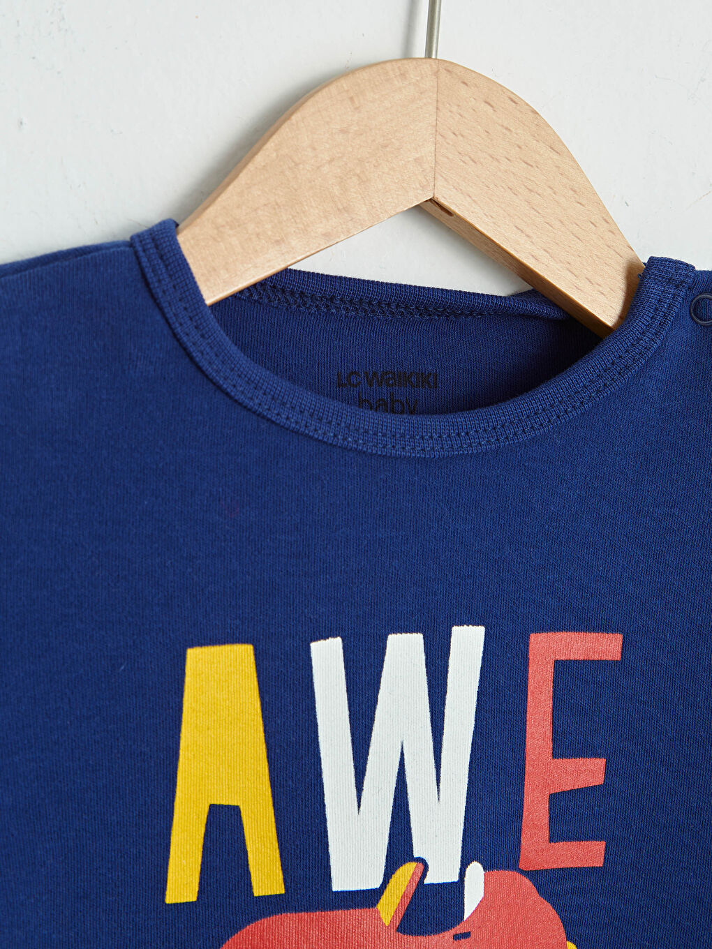 Crew Neck Long Sleeve Printed Baby Boy Body With Snap Fastener 2 Pieces-3