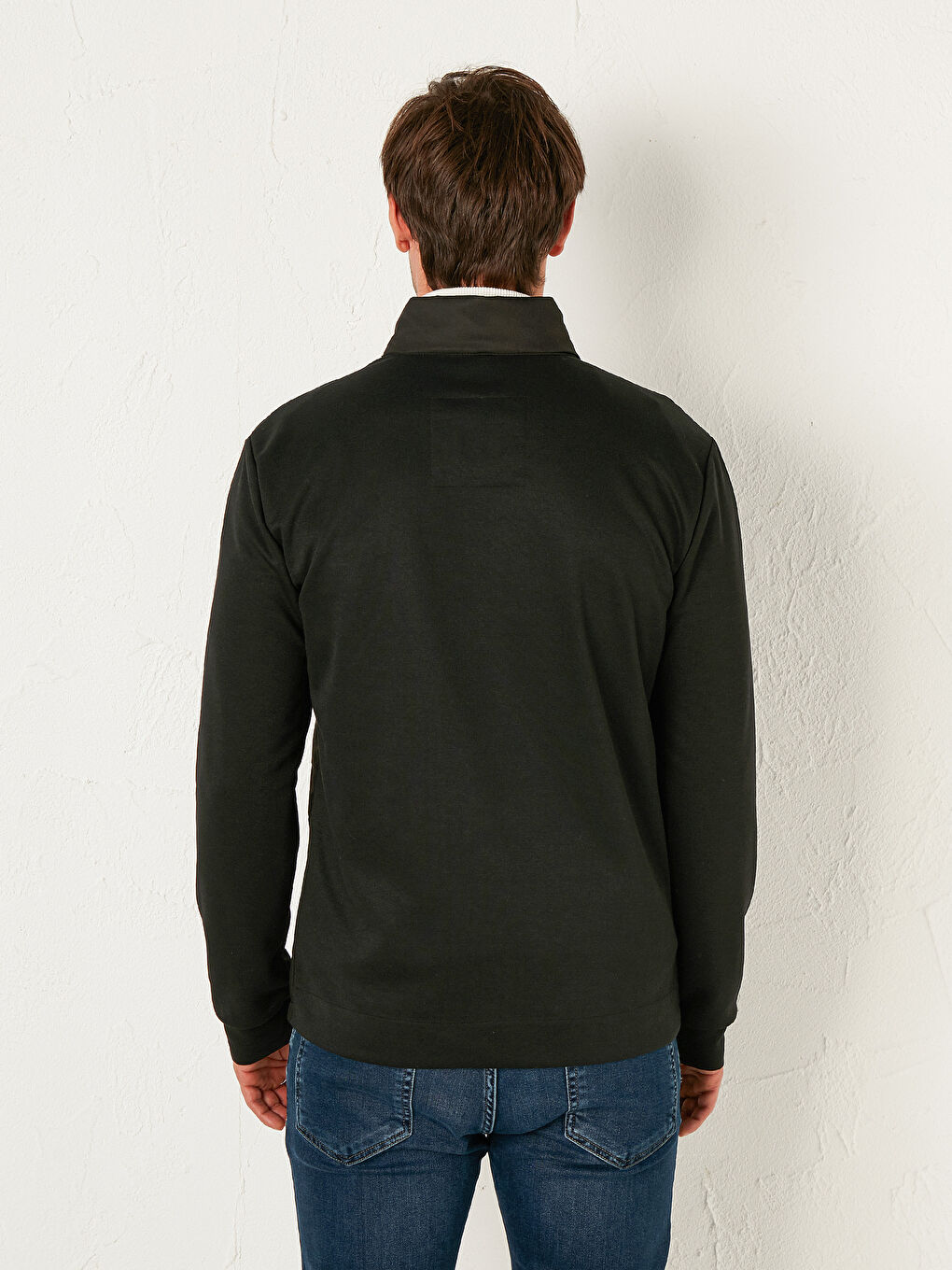 Siyah Standart Kalıp Dik Yaka Mont-3