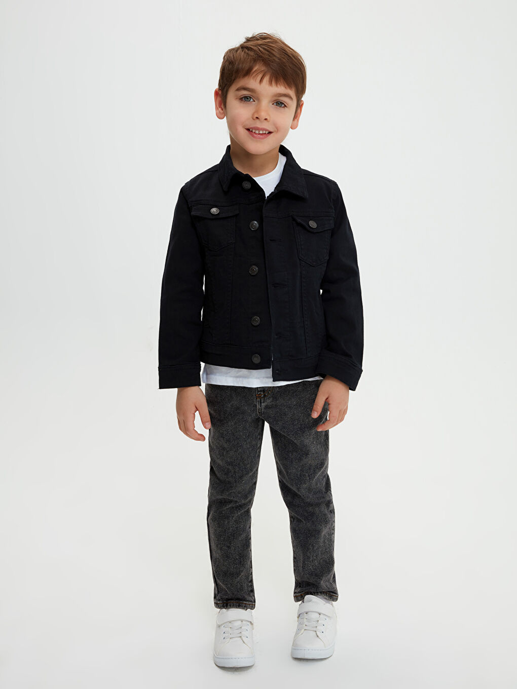 Collared Neck Boys' Denim Jacket-3