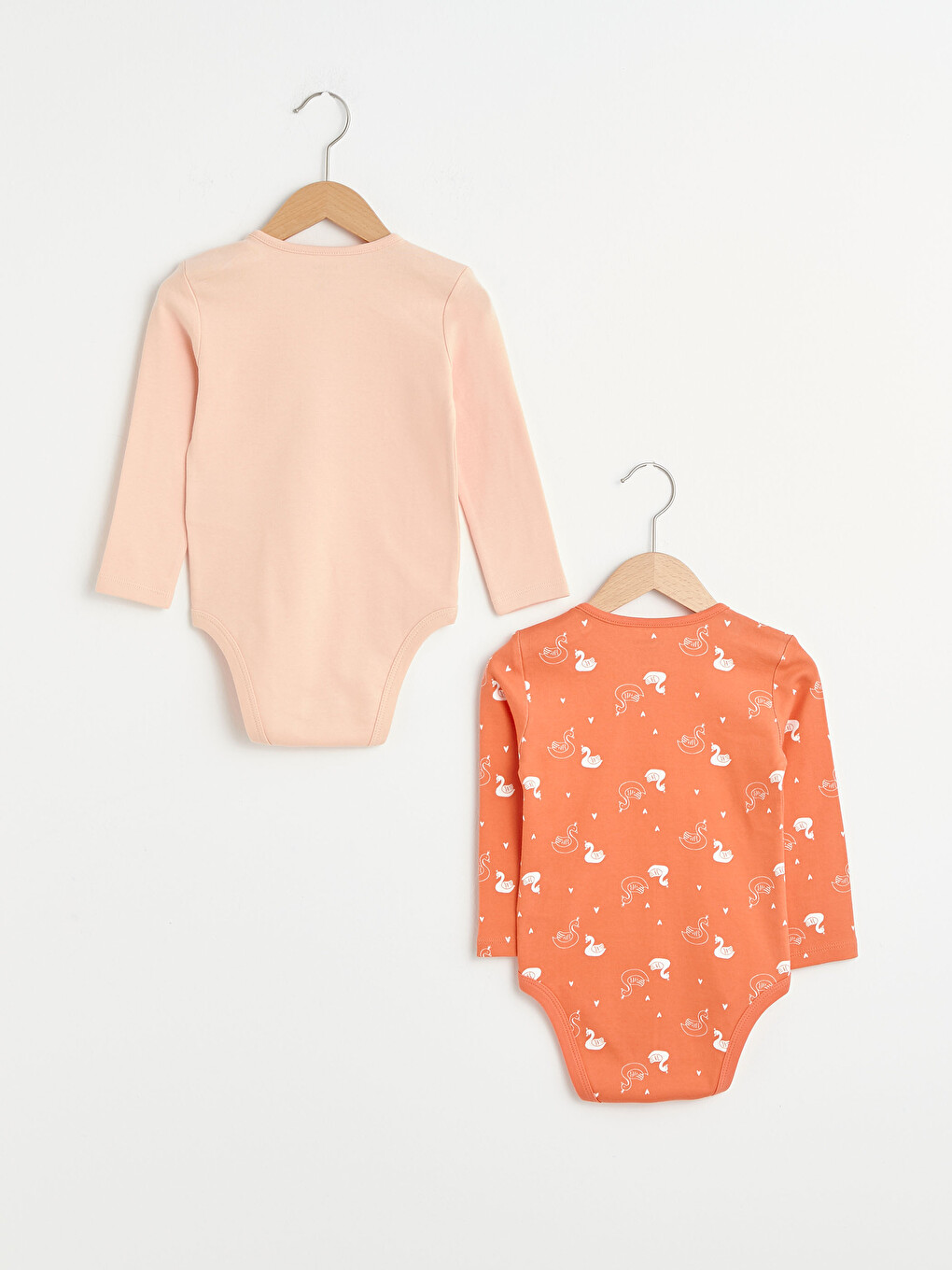 Crew Neck Long Sleeve Baby Girl Snap Body 2 Pieces-1