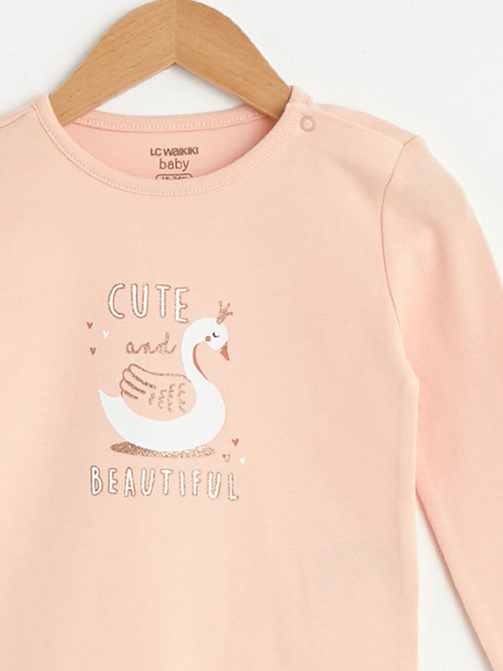 Crew Neck Long Sleeve Baby Girl Snap Body 2 Pieces-2