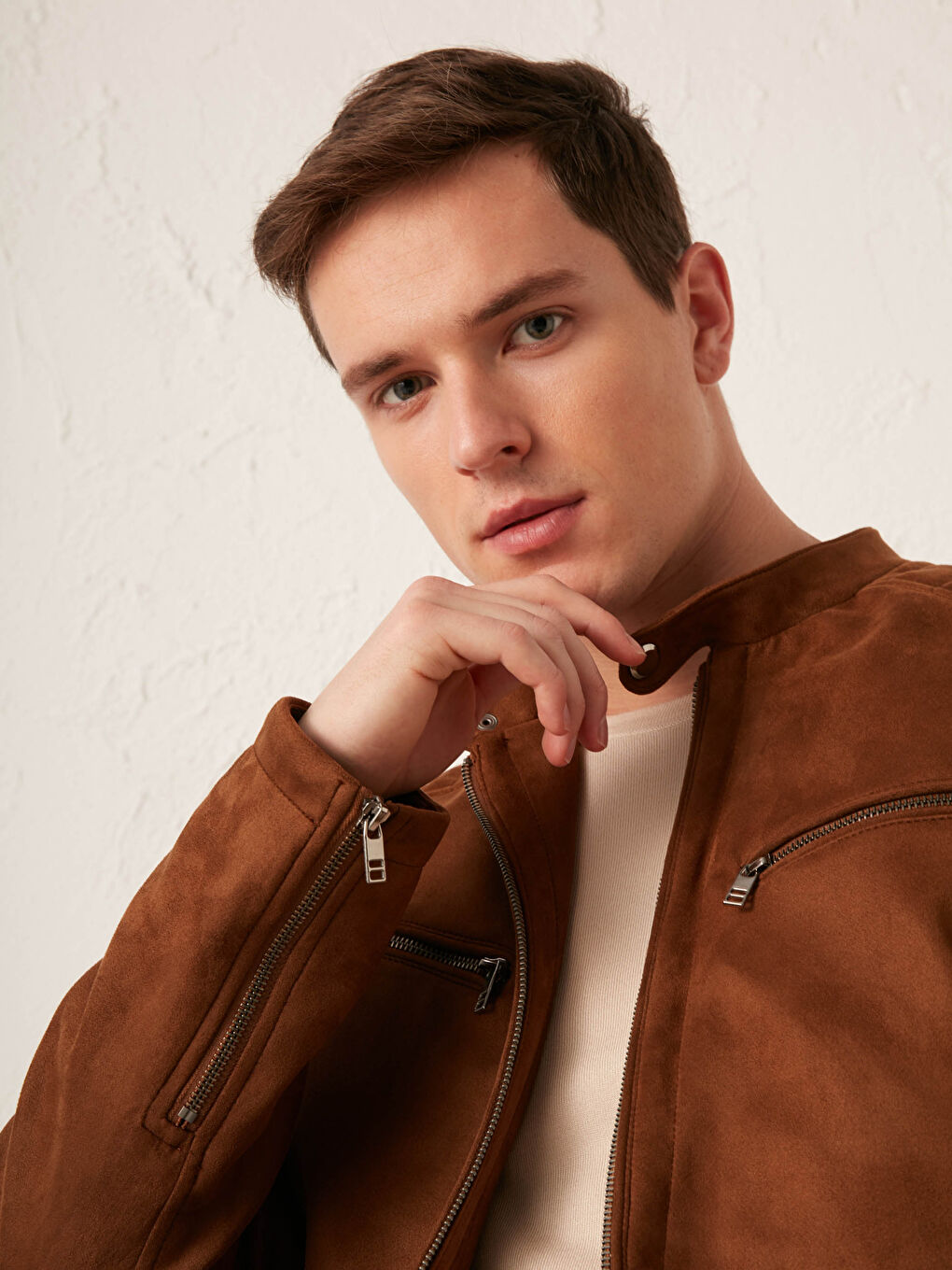 Kahverengi Slim Fit İnce Süet Mont-3