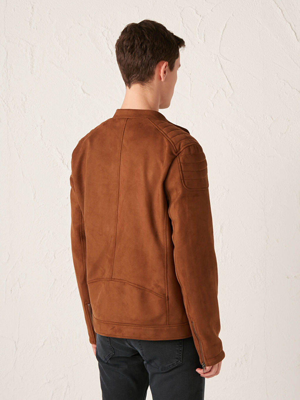 Kahverengi Slim Fit İnce Süet Mont-5