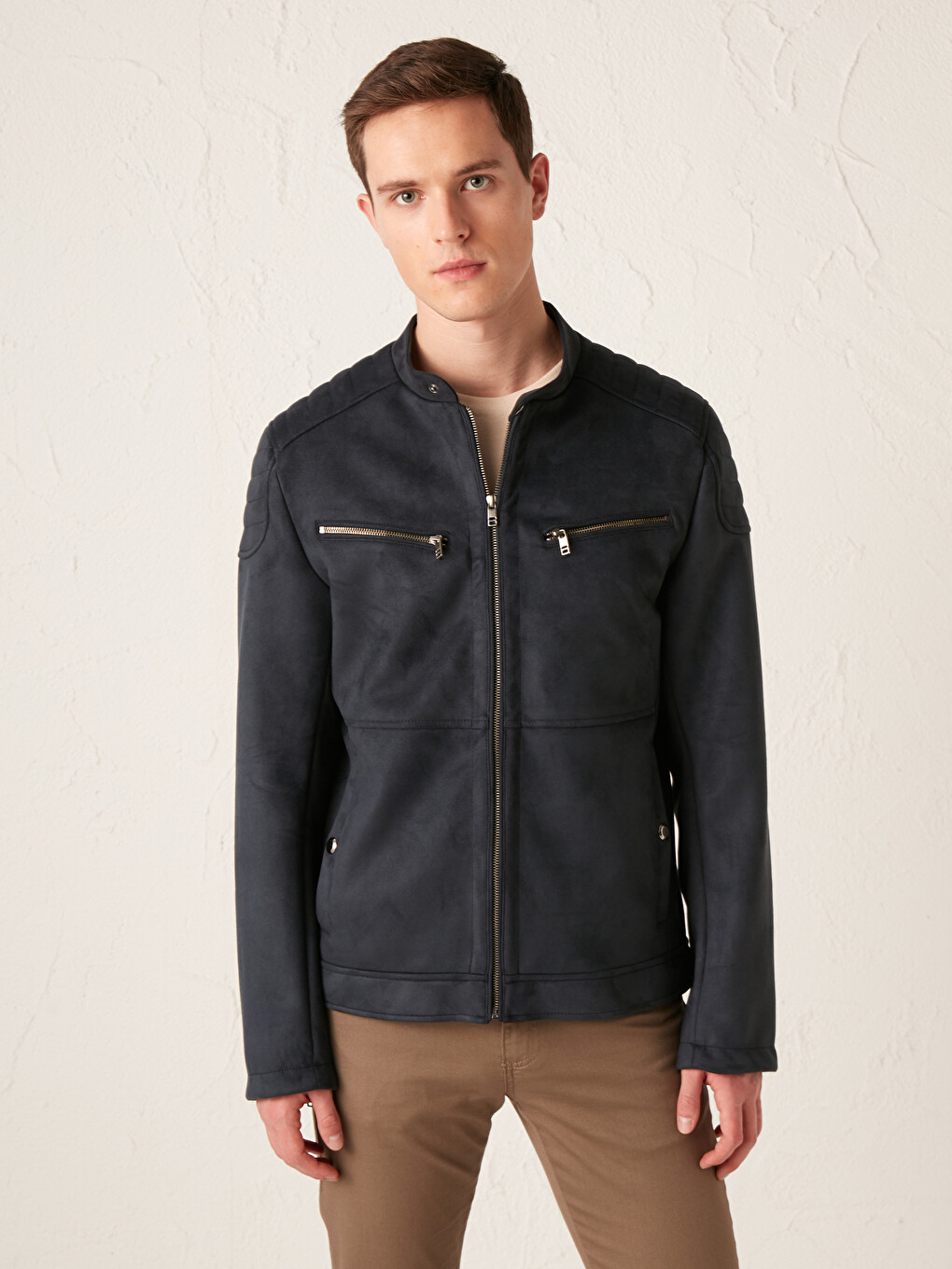 LCW Vision Slim Fit Thin Suede Coat - S10652Z8-MVW | LC Waikiki