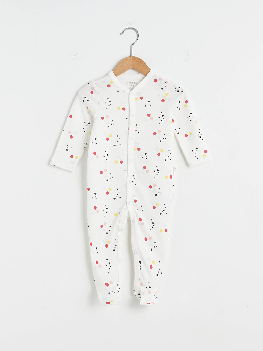 V Neck Long Sleeve Patterned Baby Girl Jumpsuit