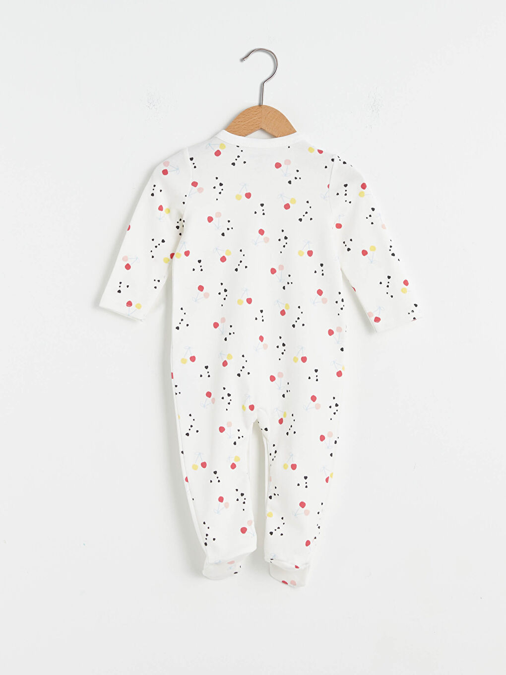 V Neck Long Sleeve Patterned Baby Girl Jumpsuit-1