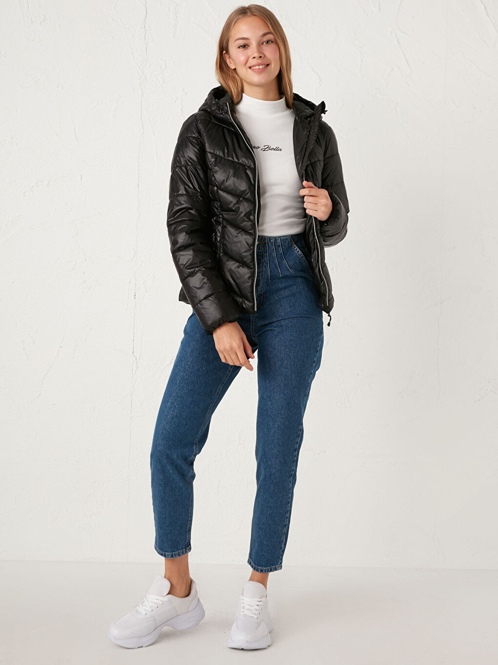 پاڵتۆی پوفەری کڵاودار سادە بۆ ژنان-5