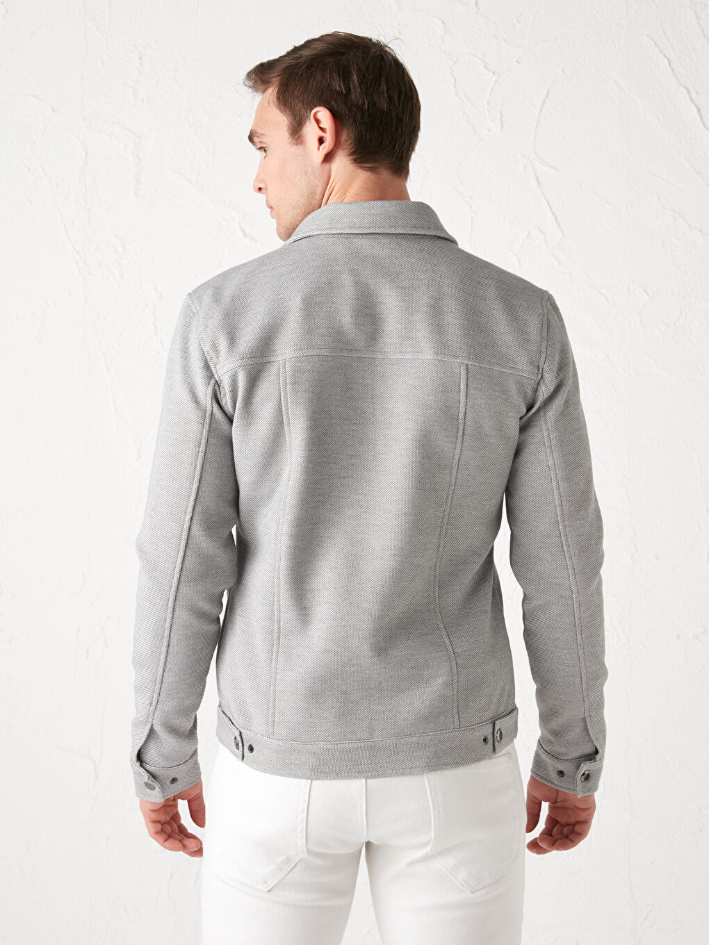 Gri Slim Fit Gömlek Yaka İnce Erkek Mont-6