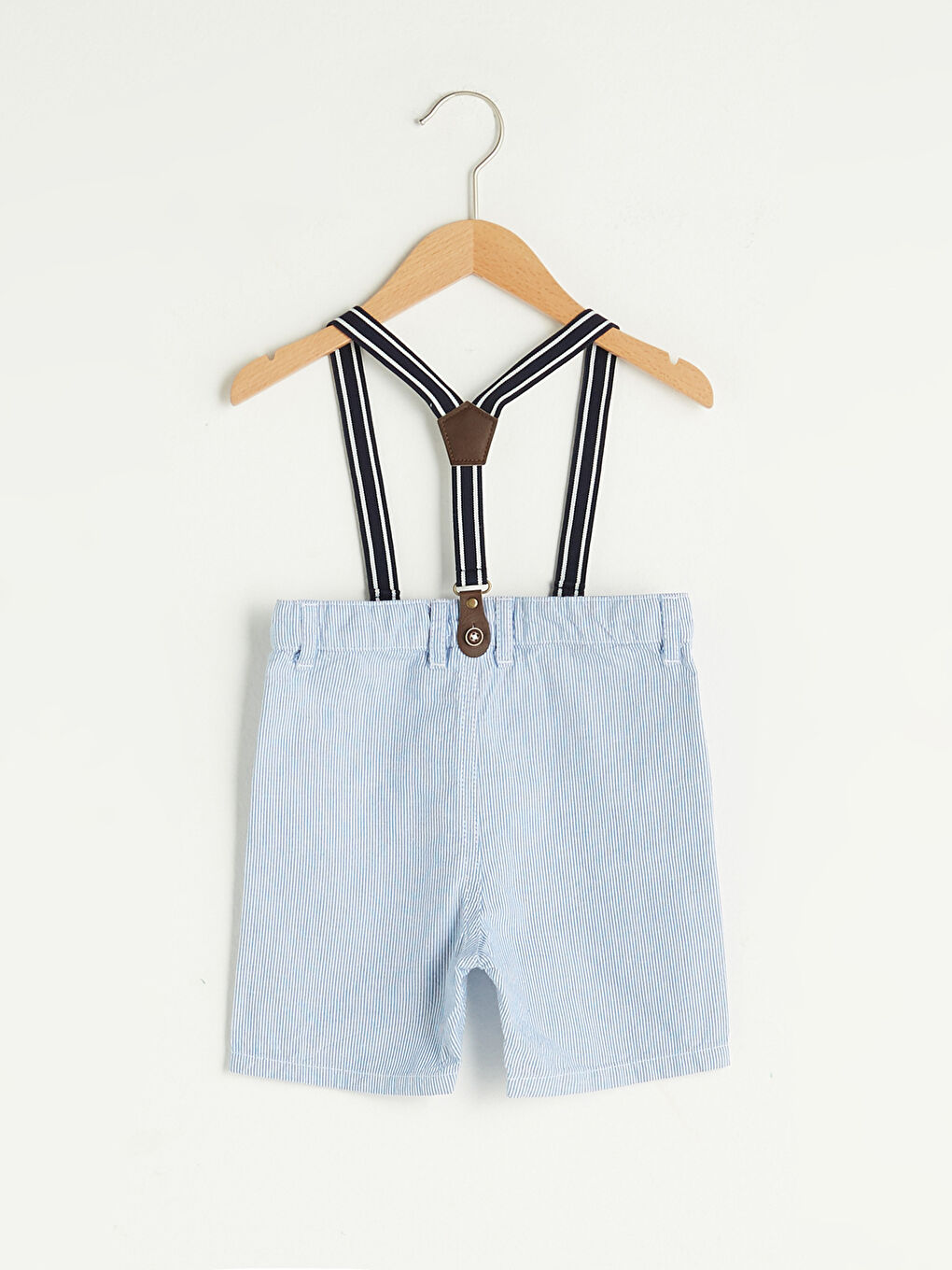 Striped Baby Boy Gabardine Shorts and Suspenders Set of 2-1