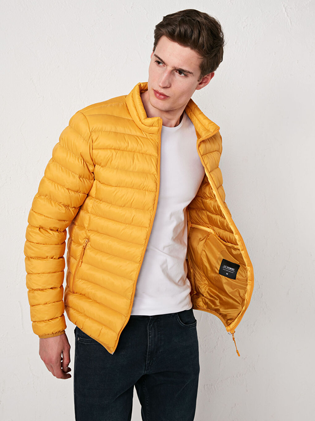 Standart Kalıp Dik Yaka Erkek Şişme Mont-1