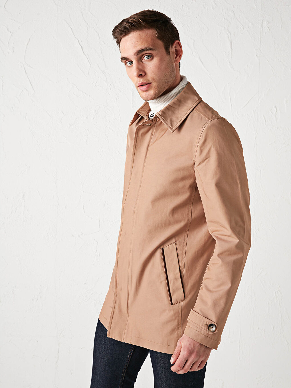 Shirt Collar Long Sleeve Slim Men's Coat-1