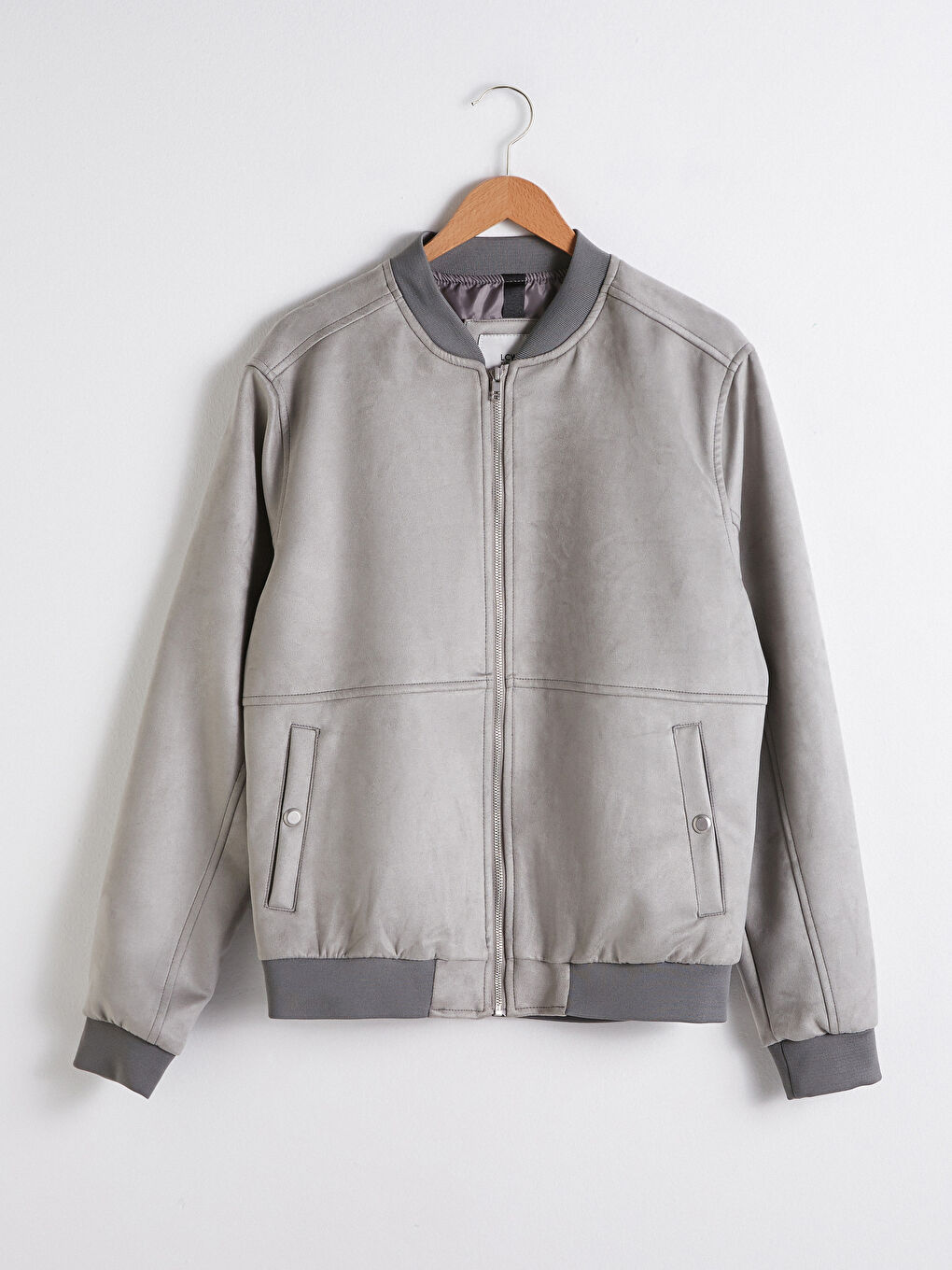 Slim Fit College Collar Slim Bomber Suede Men's Coat-5