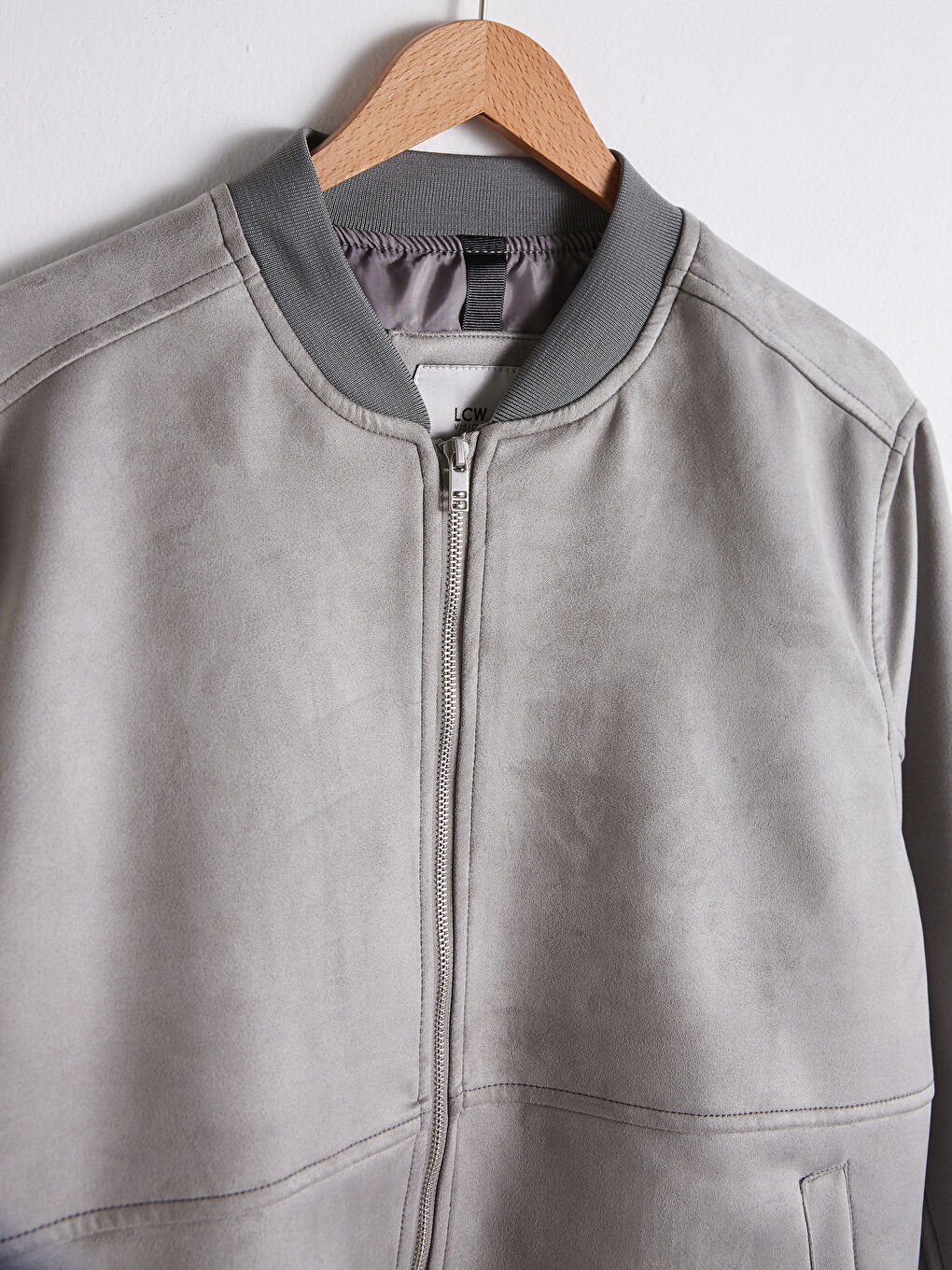 Slim Fit College Collar Slim Bomber Suede Men's Coat-8